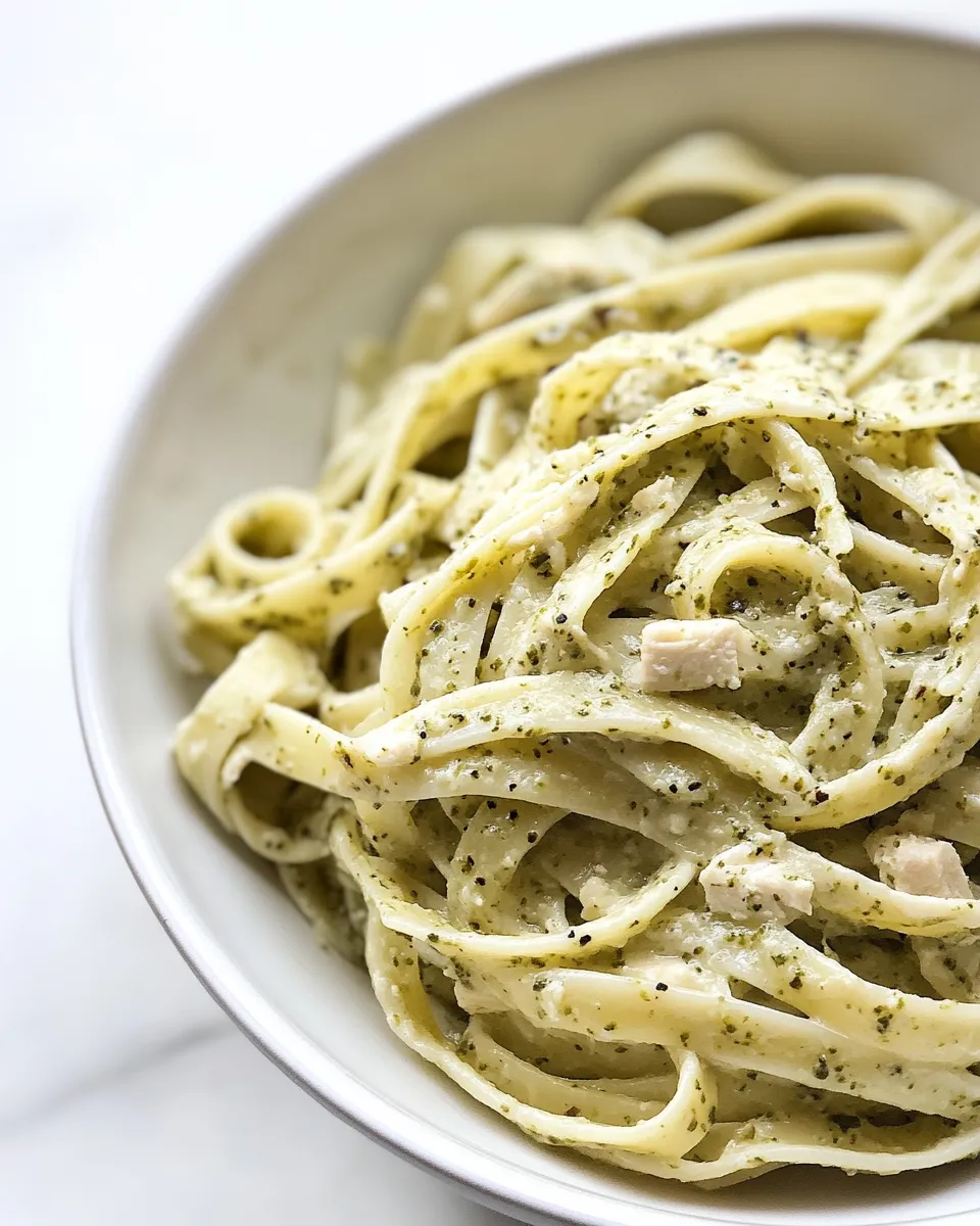 Easy Super Easy Chicken Pesto Pasta dish photo