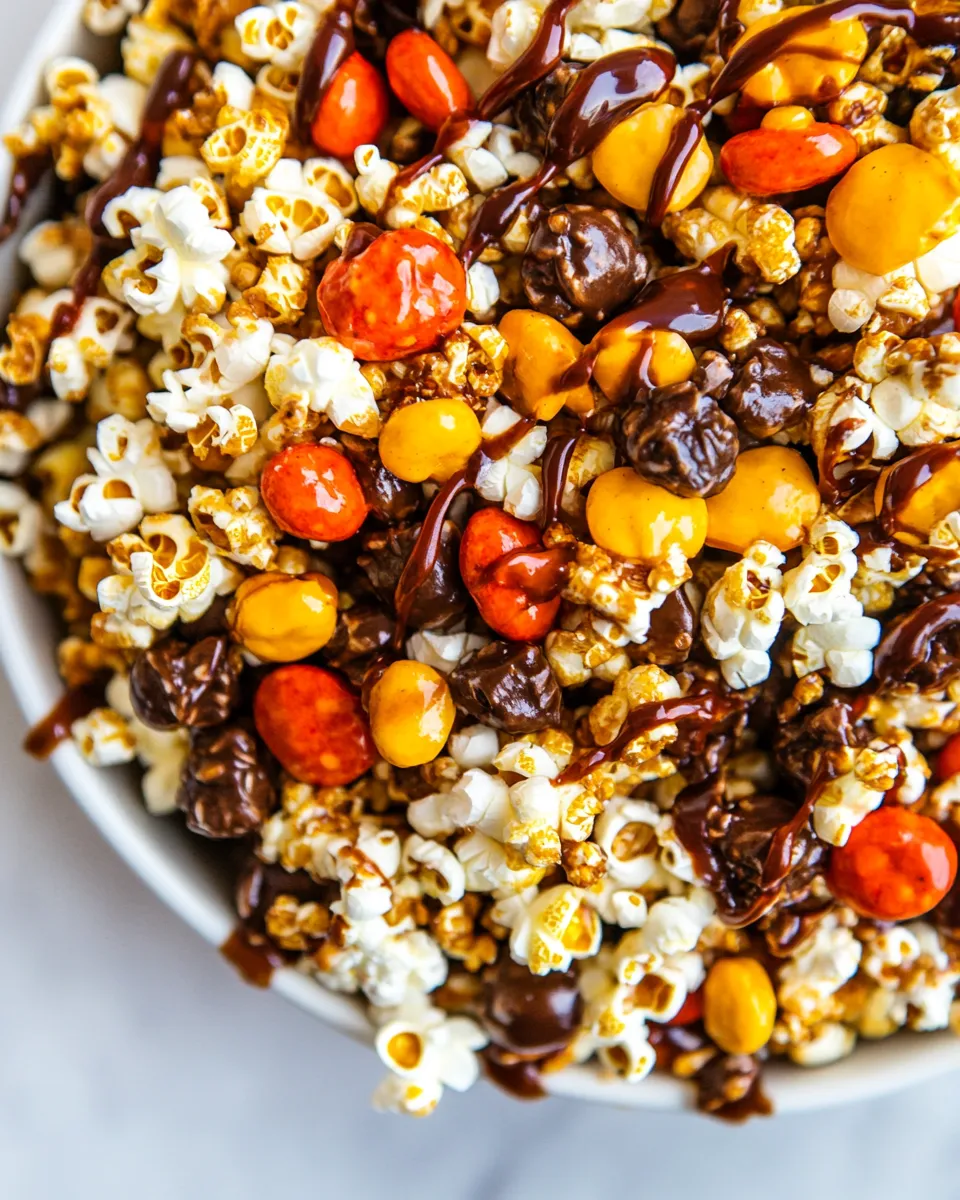 Easy Sweet and Salty Popcorn Snack Mix food shot