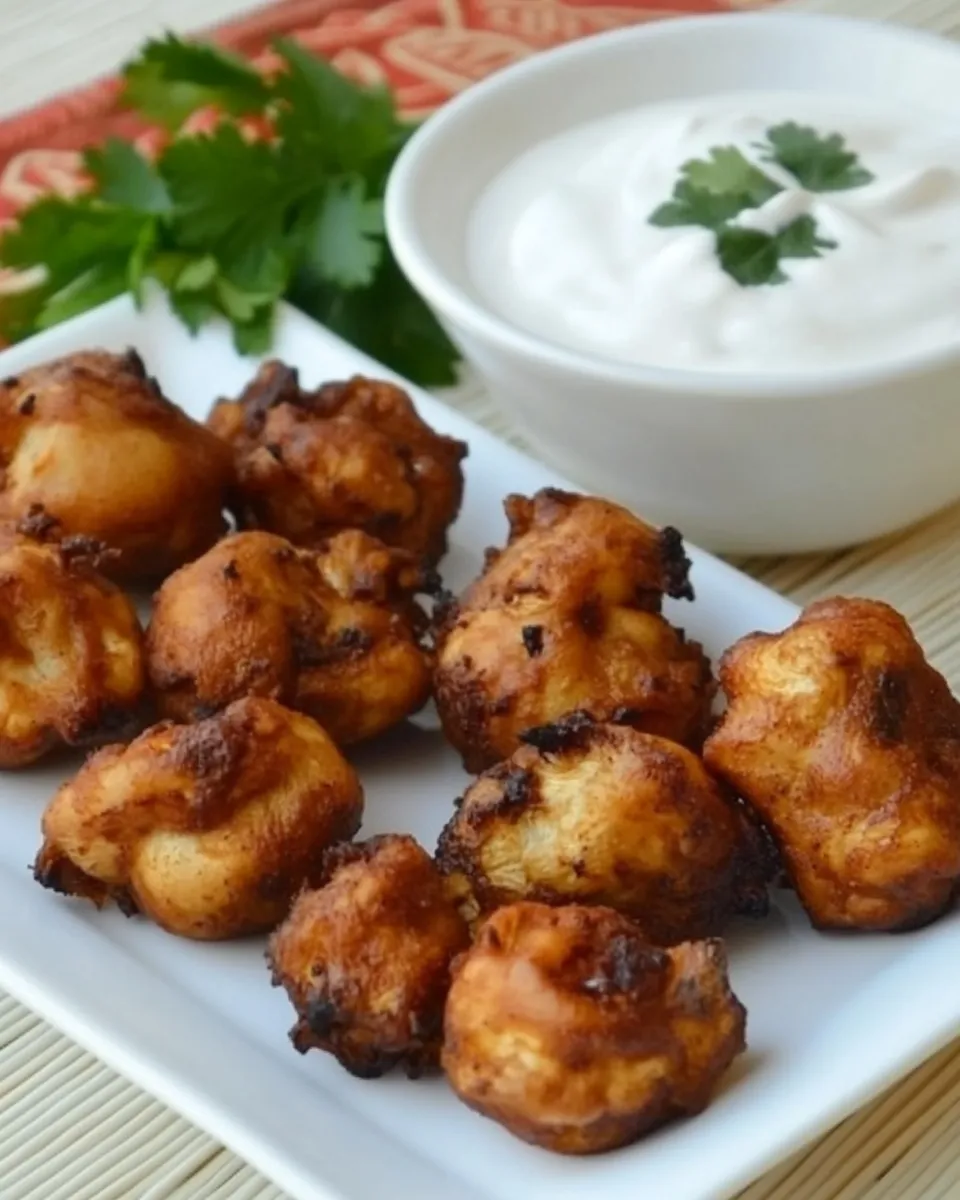 Easy Tandoori Fried Mushrooms food shot
