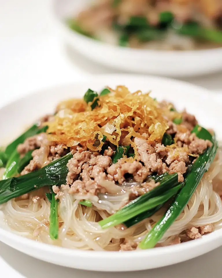 Homemade Thai Noodles with Ground Chicken and Crispy Shallots recipe photo