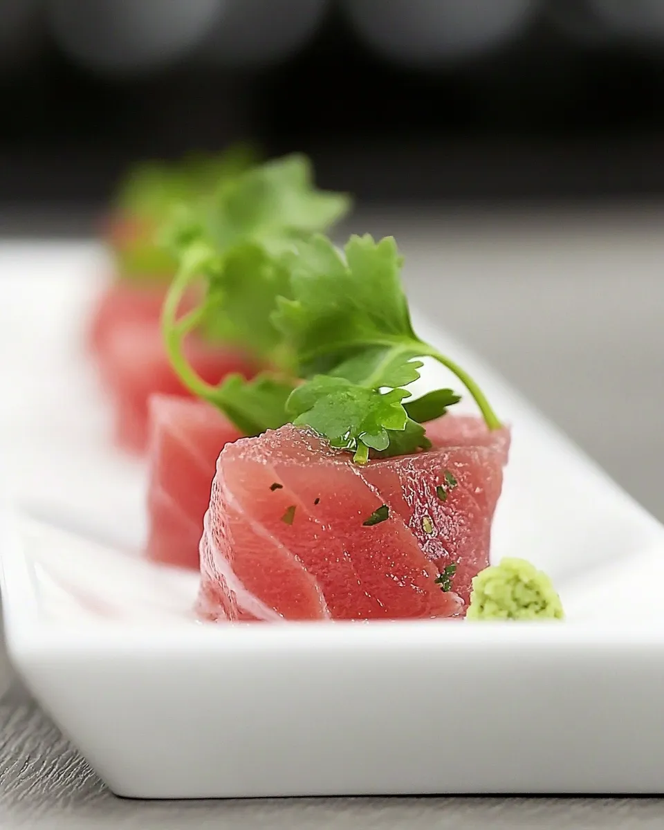Classic Tuna Sashimi with Yuzu Dressing & Baby Coriander image