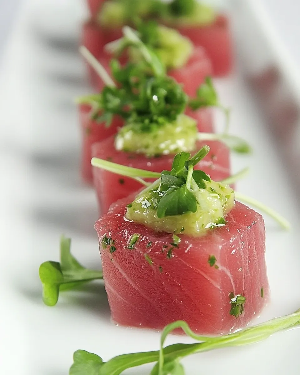 Easy Tuna Sashimi with Yuzu Dressing & Baby Coriander recipe image
