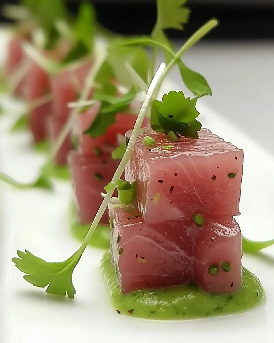 Delicious Tuna Sashimi with Yuzu Dressing & Baby Coriander dish photo