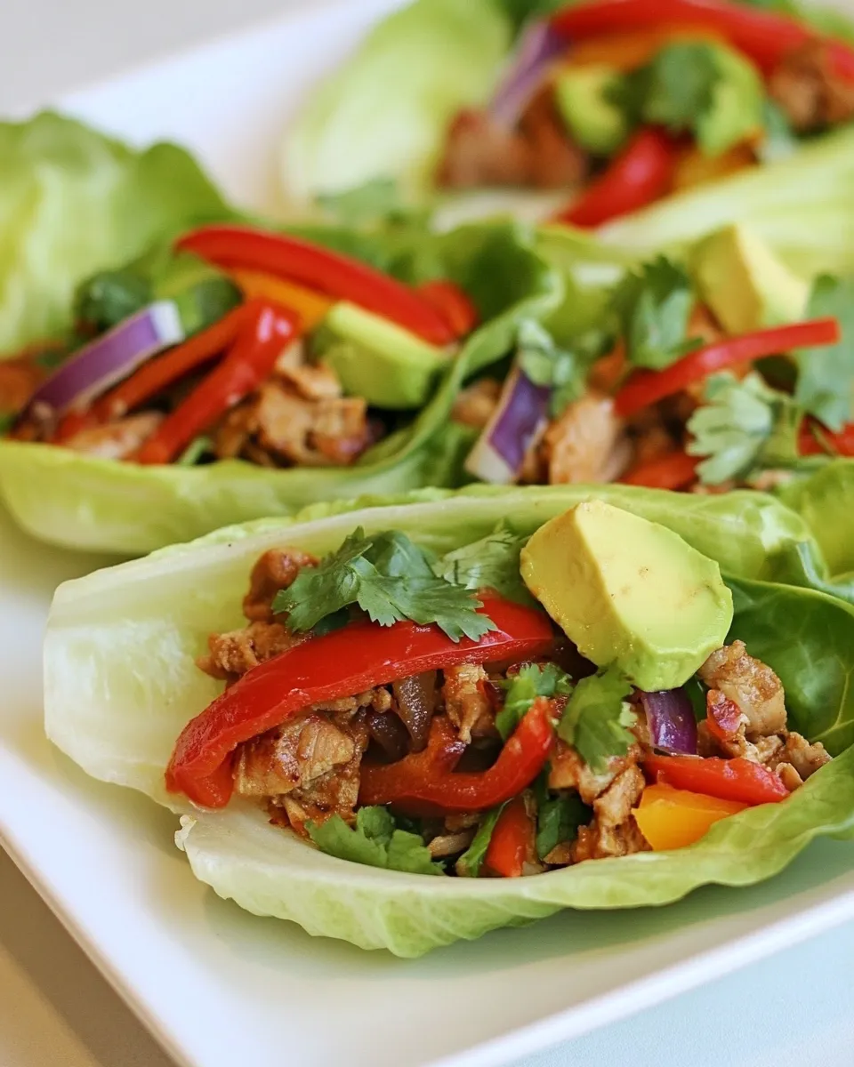 Delicious Turkey Fajita Lettuce Wraps plate image