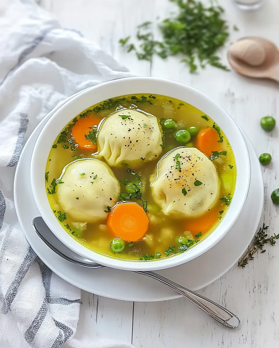 Delicious Vegan Dumpling Soup shot