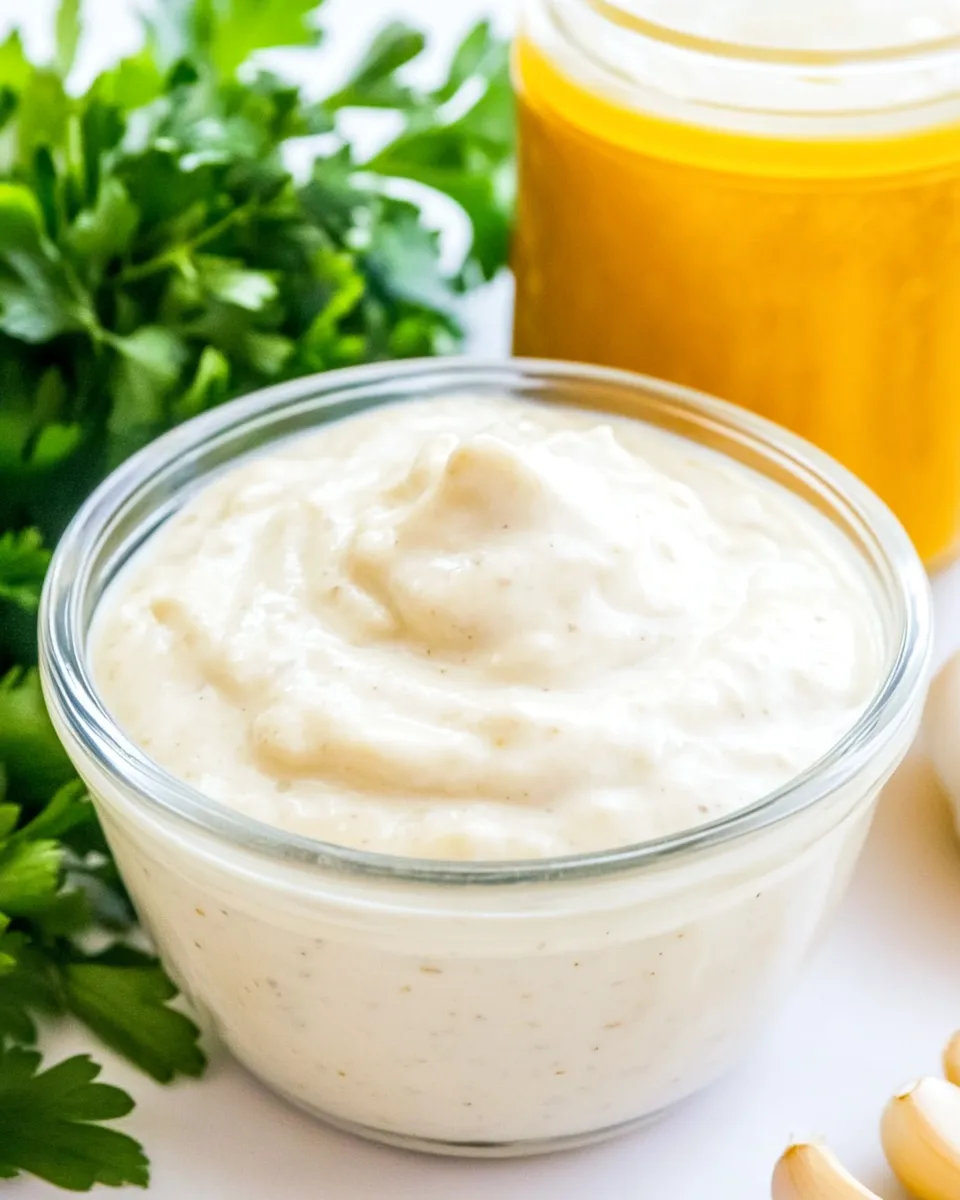 Easy Vegan Garlic Aioli (Oil-Free!) food shot