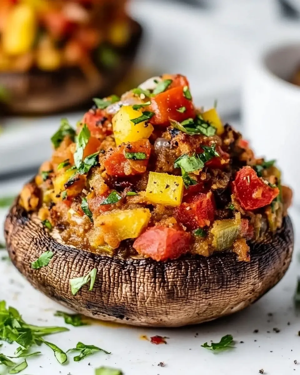 Easy Vegetarian Stuffed Portobello Mushrooms food shot