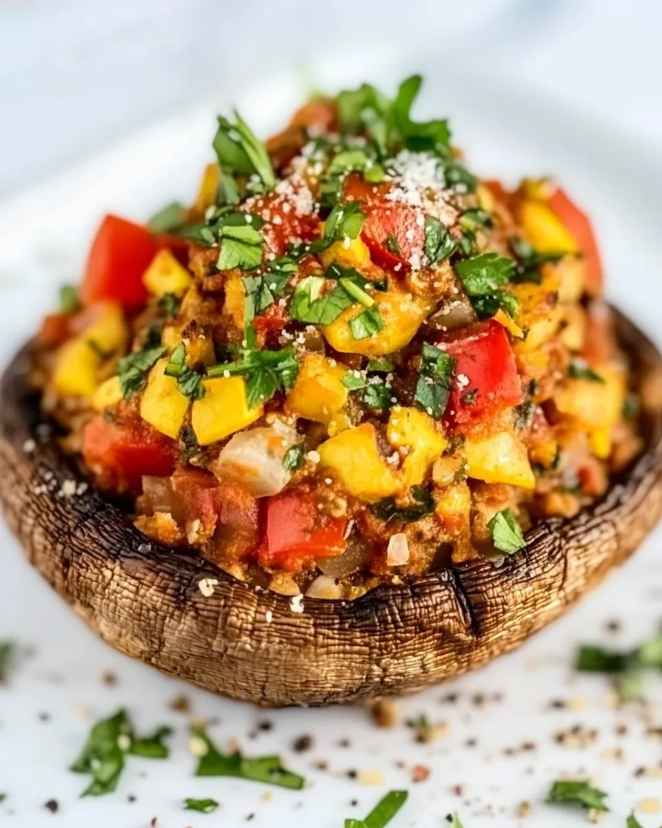 Delicious Vegetarian Stuffed Portobello Mushrooms plate image