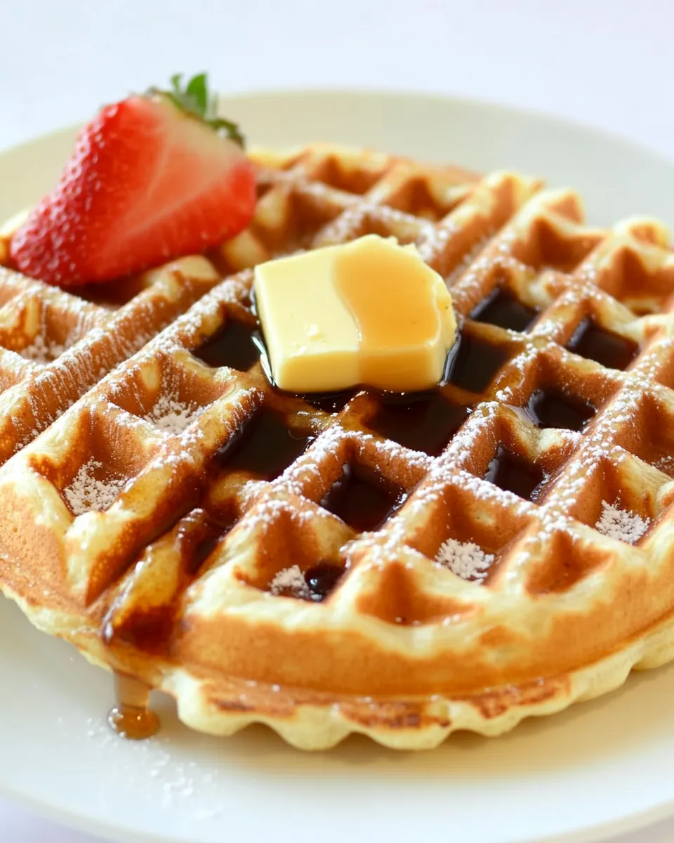 Homemade Waffles with Brown Sugar Butter Syrup photo