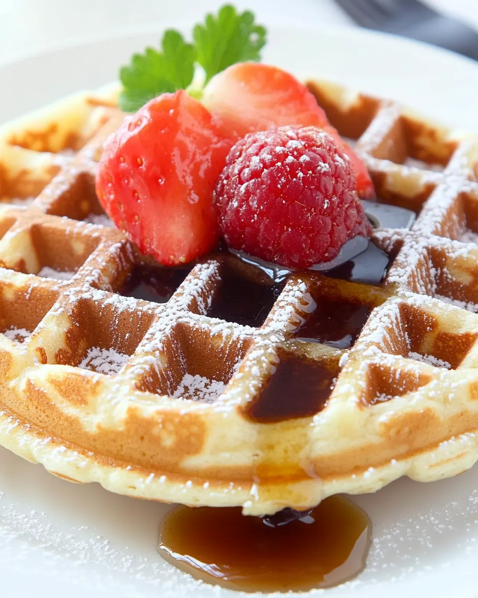 Delicious Waffles with Brown Sugar Butter Syrup dish photo