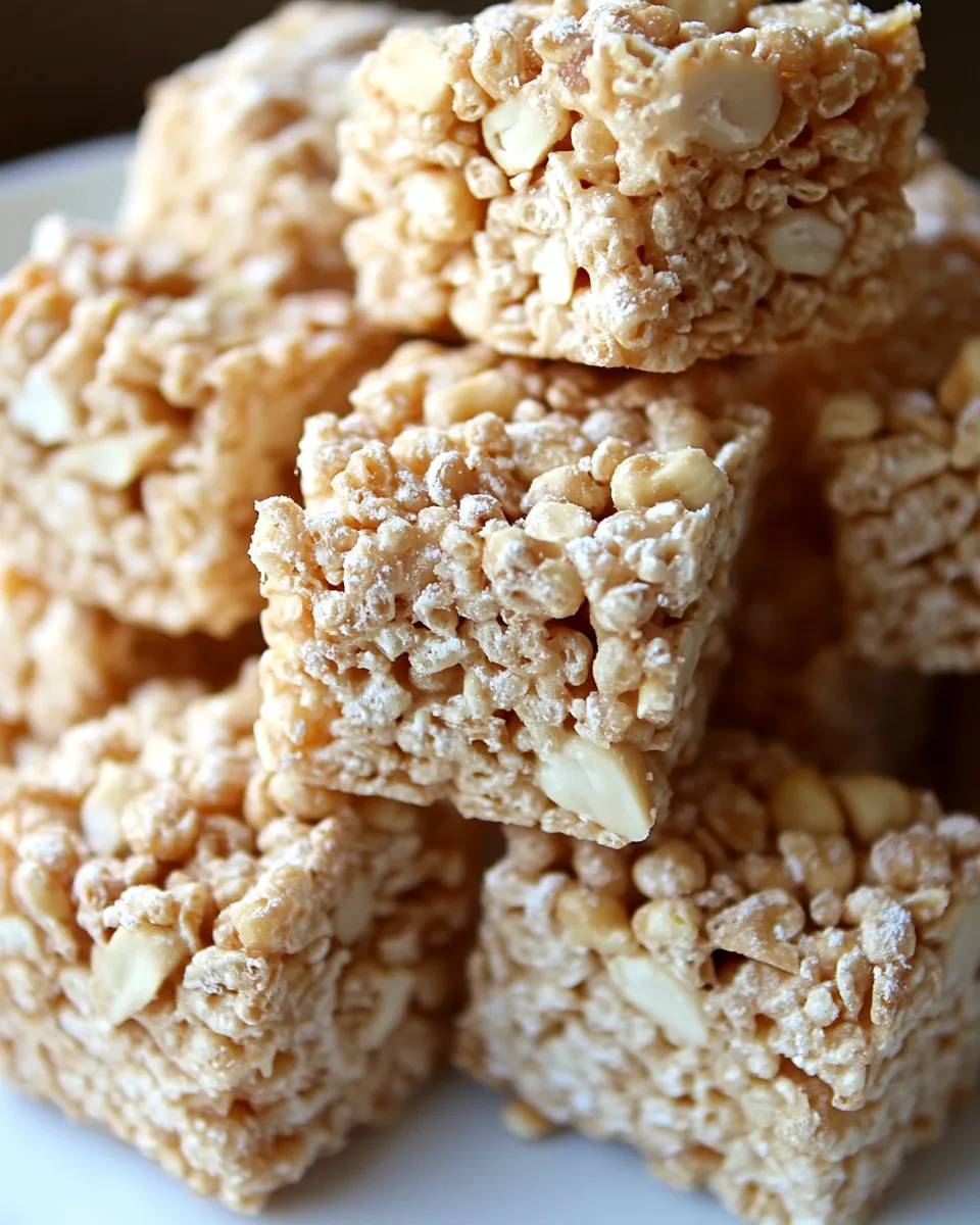 Homemade White Chocolate Rice Krispie Treat Recipe with Candied Peanuts photo