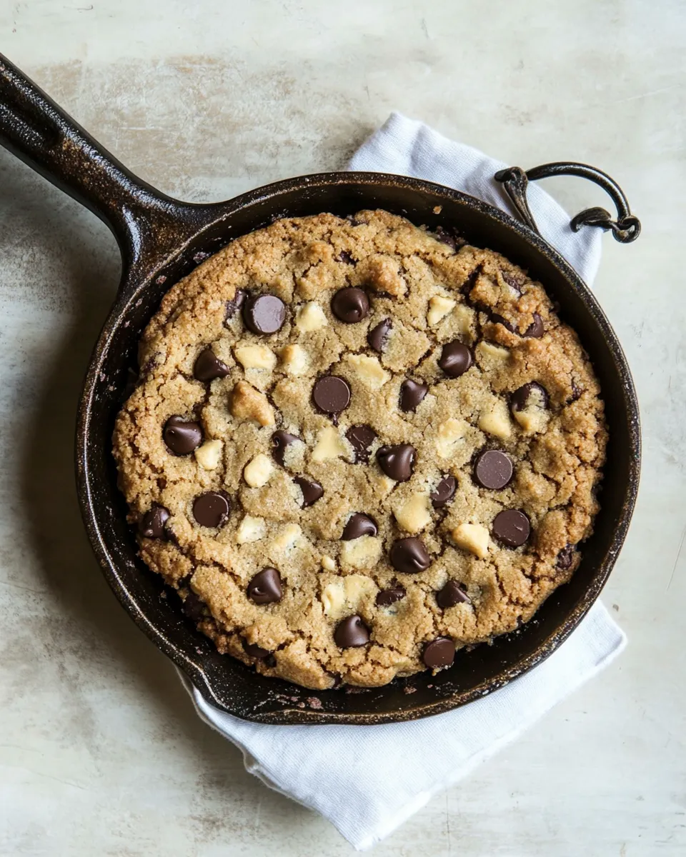 Quick Whole Wheat Chocolate Chip Skillet Cookie. recipe image