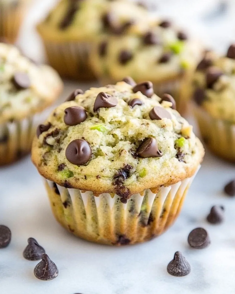 Delicious Zucchini Chocolate Chip Muffins food shot